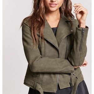 Forever 21 suede olive moto jacket
